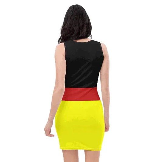 Above-the-knee dress featuring German flag colors