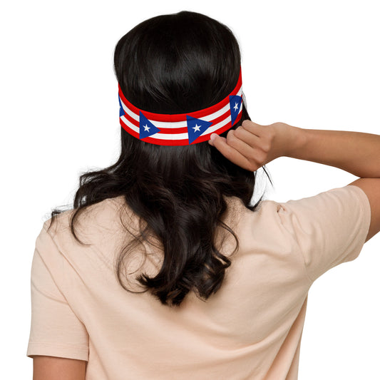 All-over print Puerto Rico flag headband for heritage pride