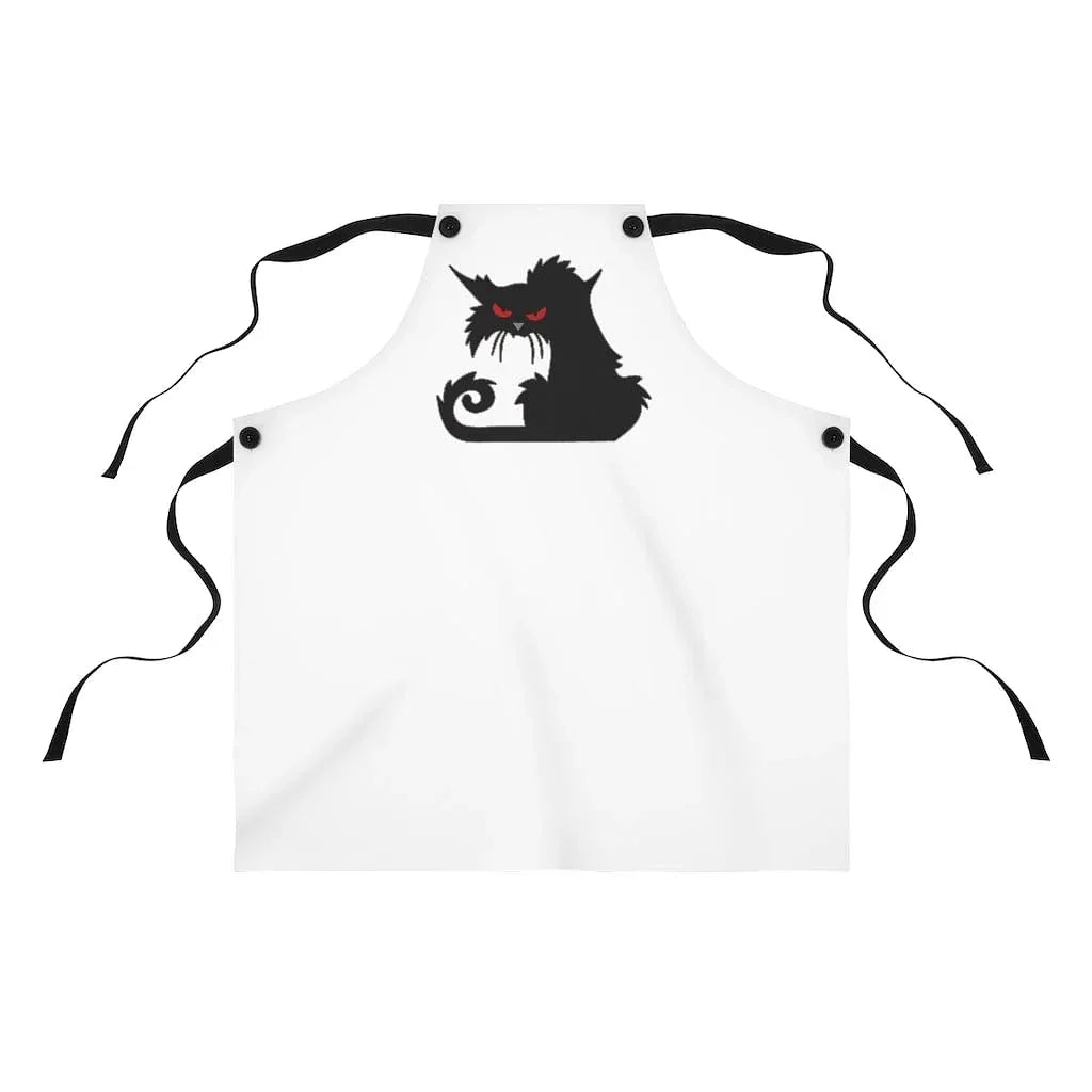 Angry Black Cat Apron as a funny kitchen apron for everyday use