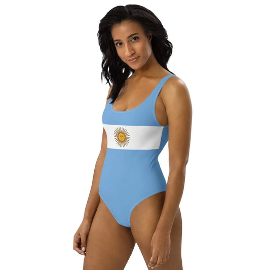Argentina patriotic swimsuit with flag-inspired all-over print