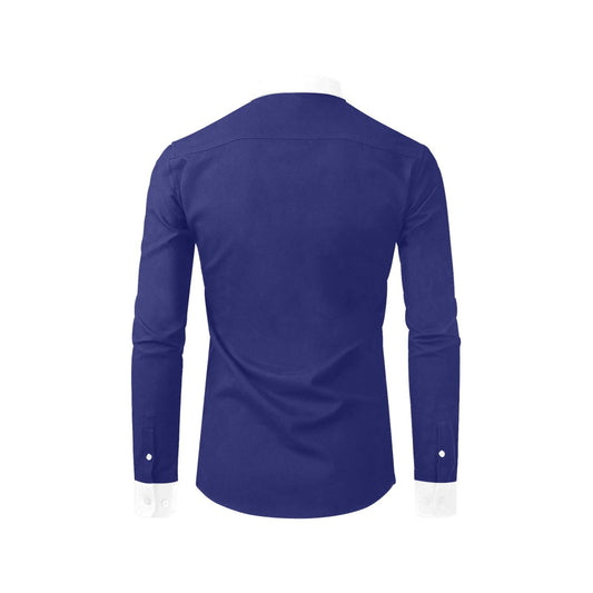 Back side comfortable blue shirt with white collar for formal and casual occasions