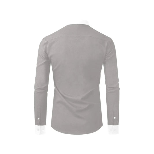 Back side formal grey polyester shirt with button-down collar
