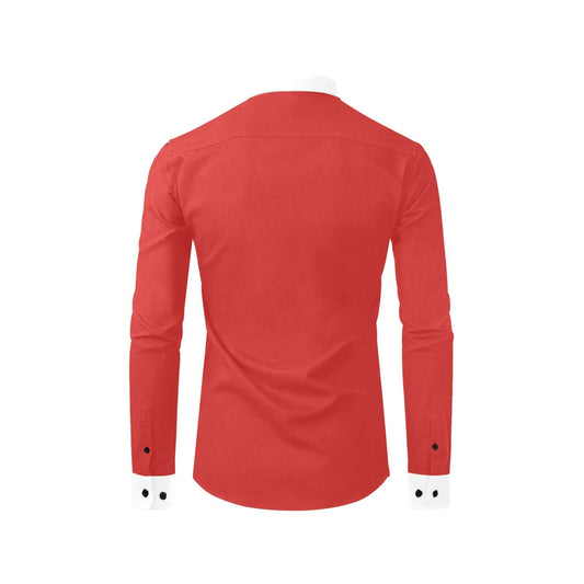 Back side men’s casual red shirt with button-down collar and chest pocket