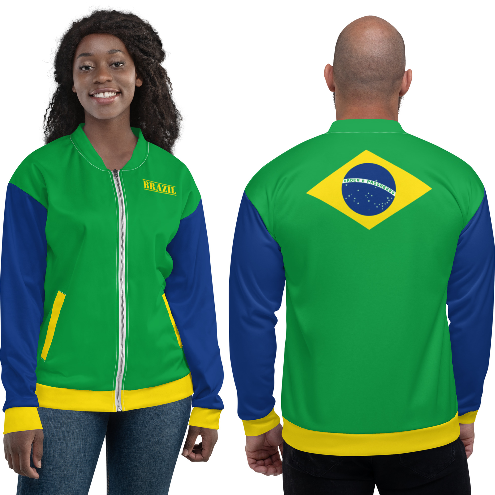 Chaqueta Brasil Chaqueta Bomber Unisex Color Bandera Brasil