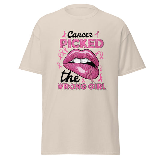 Breast cancer warrior shirt with glitter lips and inspirational quote