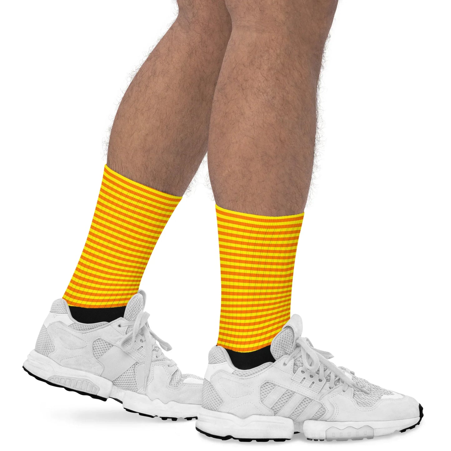 Bright, cushioned orange yellow striped socks perfect for summer
