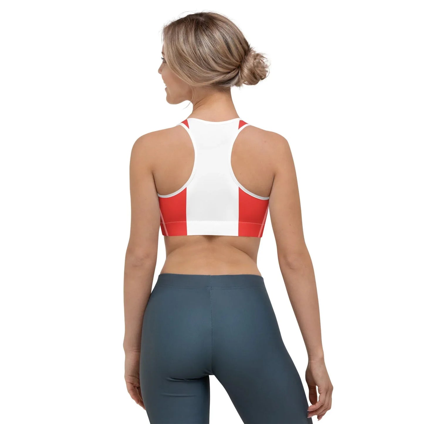 Canada Flag Colors sports bra