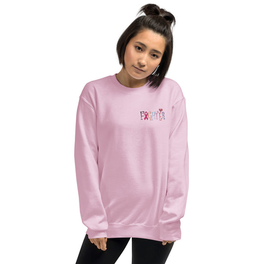 Cancer awareness sweatshirt with vibrant embroidery