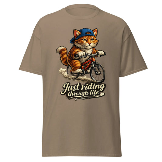 Cat riding on a bicycle t-shirt for cat lover
