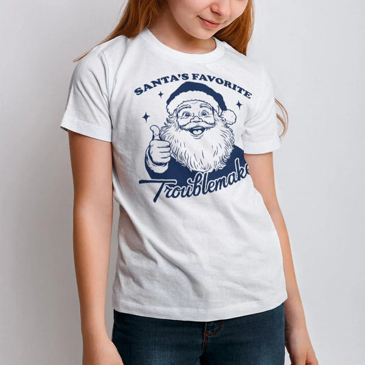 Children's Christmas tee - Santa’s Favorite Troublemaker graphic