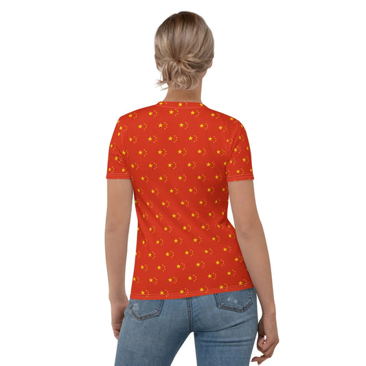Chinese style t shirt for women with national flag design