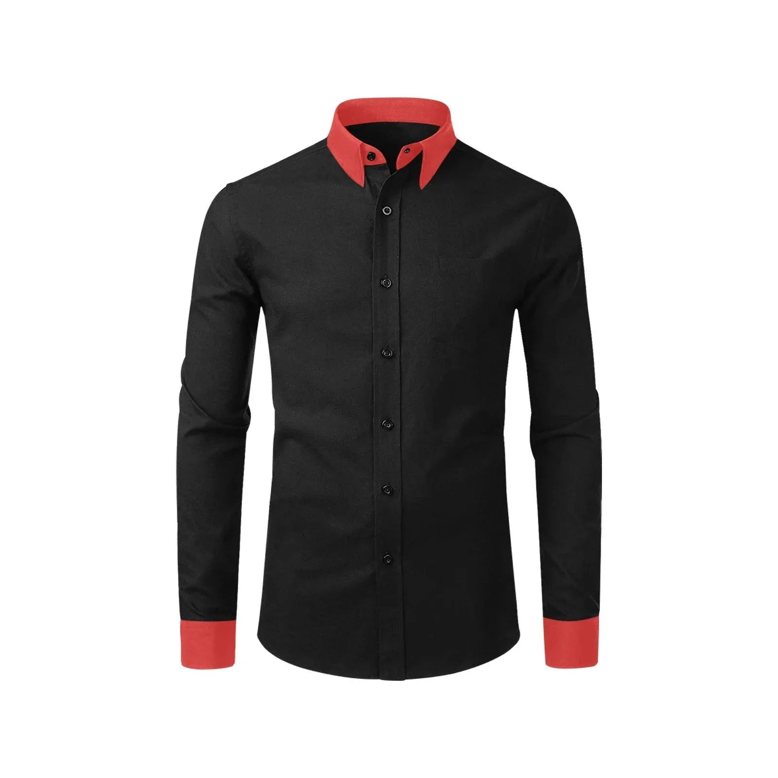 Black Dress Shirt With Red Collar And Cuffs – YVDdesign