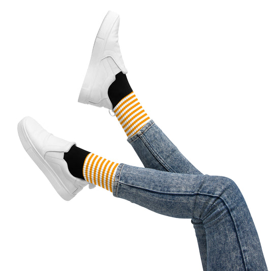 Comfortable orange striped socks with padded soles