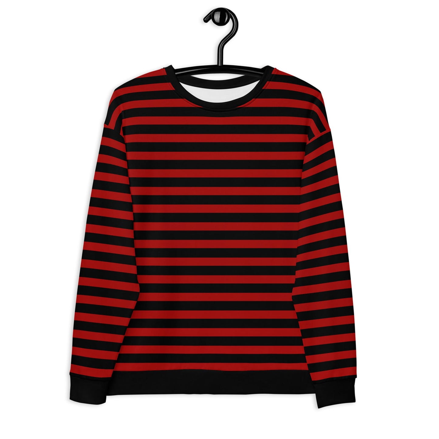 Comfortable stretch fabric black red striped pullover