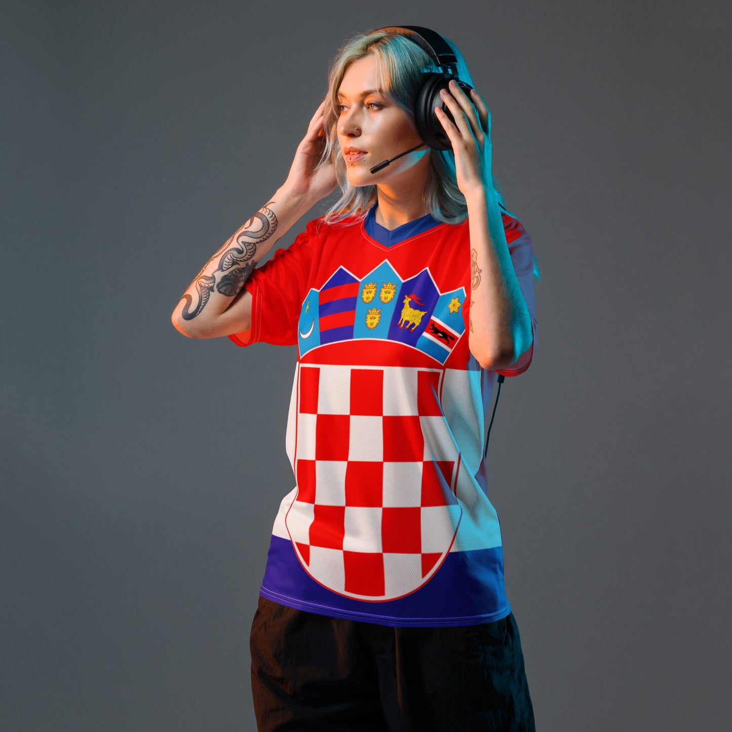 Croatia Flag Recycled Polyester Unisex Sports Jersey Sizes 2XS - 6XL