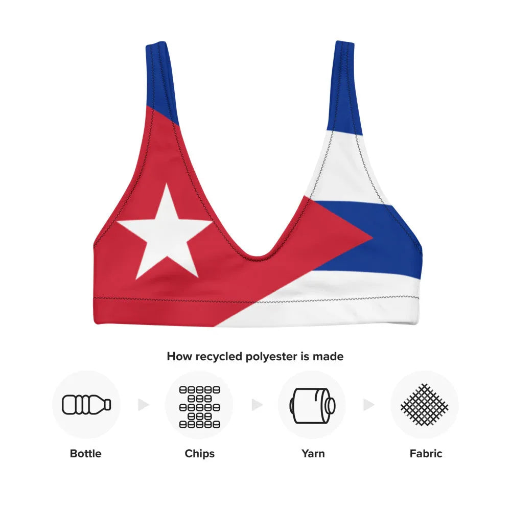 Cuban flag bikini top with removable padding