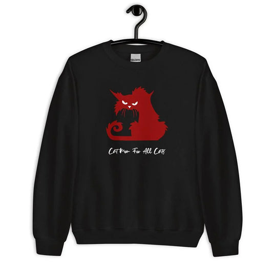 Custom cat mom sweatshirt black with red cat design