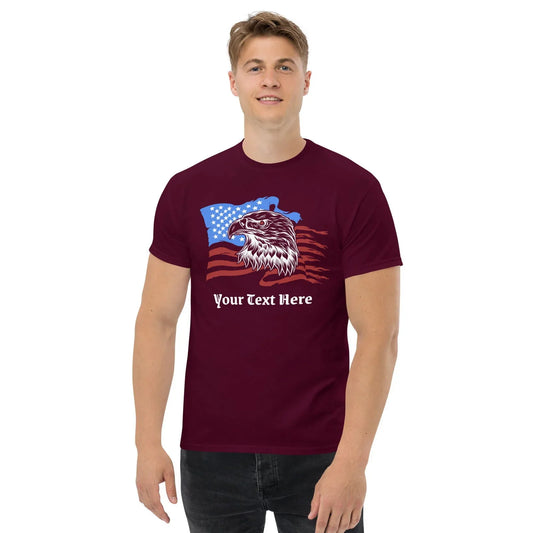Customizable T-Shirt / Men's Classic Tee Gildan 5000 / Sizes S - 5XL / American Eagle Flag