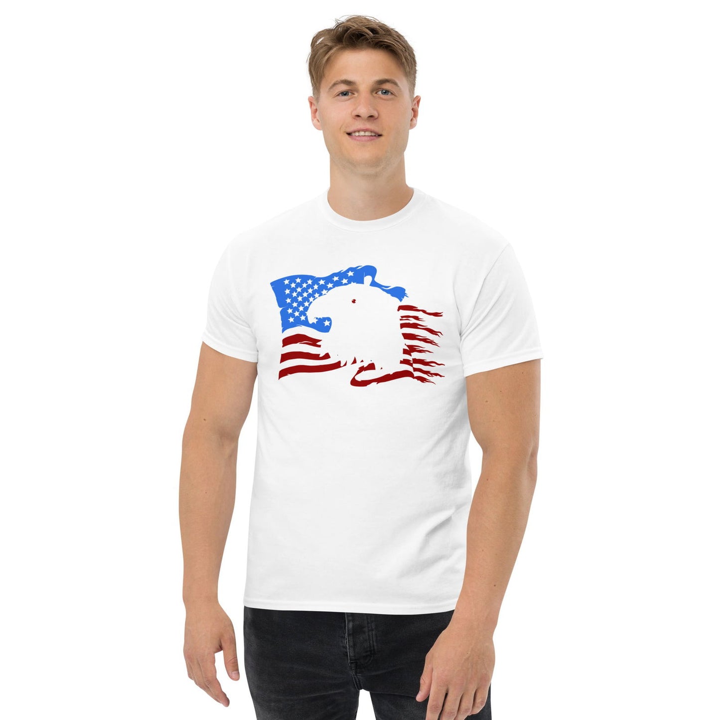 Customizable T-Shirt / Men's Classic Tee Gildan 5000 / Sizes S - 5XL / American Eagle Flag