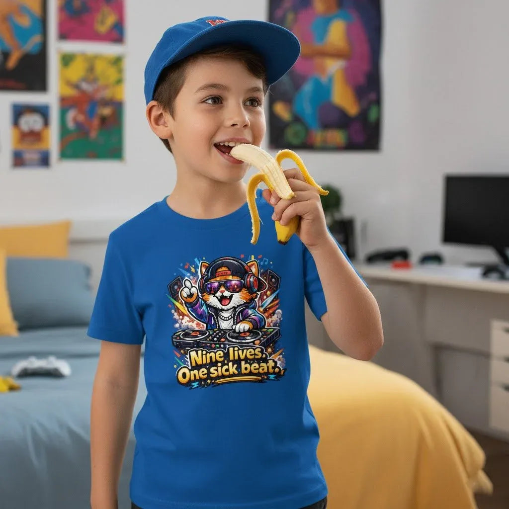 DJ_cat_shirt_for_children_in_casual_home_setting - YVDdesign