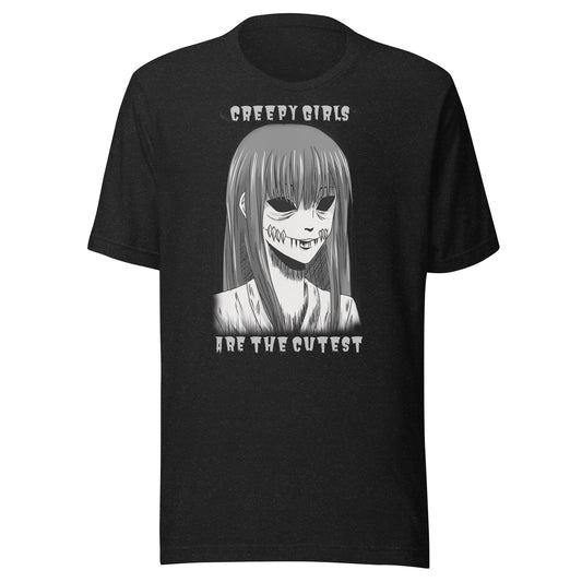 Dark creepy girl graphic t-shirt for horror fans