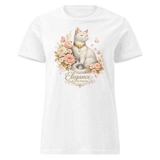 Floral cat graphic t-shirt for women in soft cotton