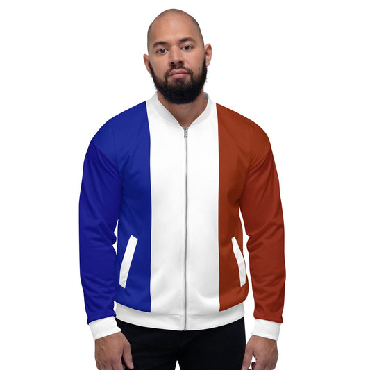 French tricolor bomber jacket unisex patriotic outerwear
