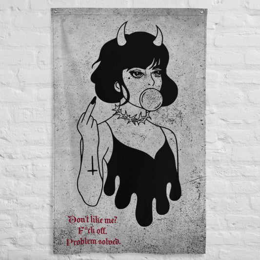 Fuck Off Art / Fuck Off Bitch / Goth Wall Decor / Goth Flag - YVDdesign