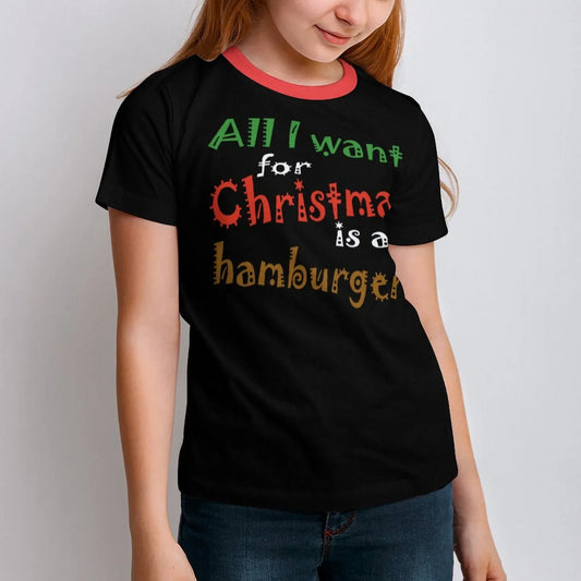 Funny Christmas T-shirt for boys – All I Want For Christmas Is A Hamburger design