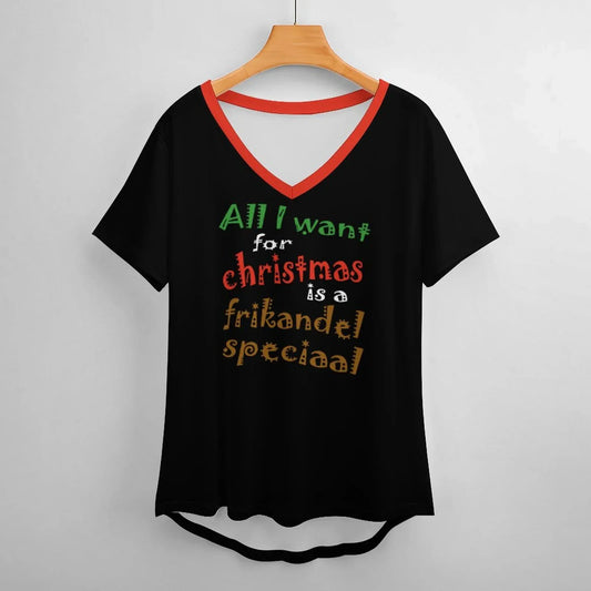 Funny Christmas T-shirt for women - All I Want For Christmas Is A Frikandel Special