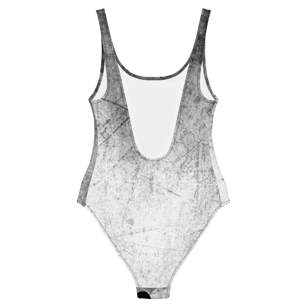 Goth One-Piece Swimsuit For Naughty Goth Girl / Girl With Middle Finger, Horn And Bubble Gum - YVDdesign