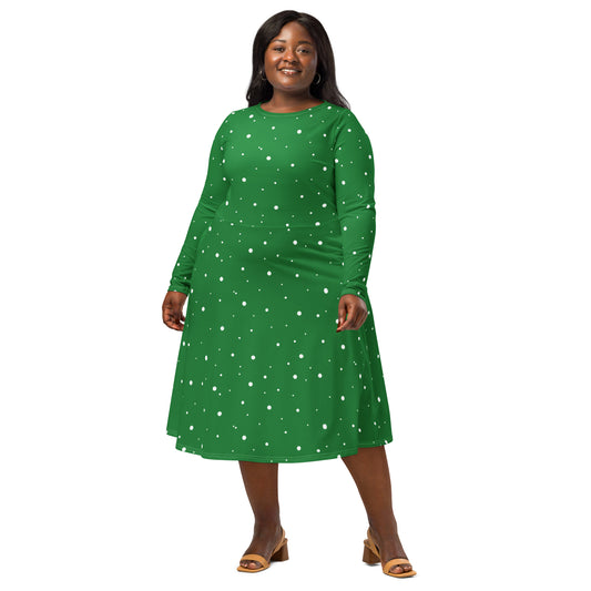 Green And White Polka Dot Dress soft fabric texture