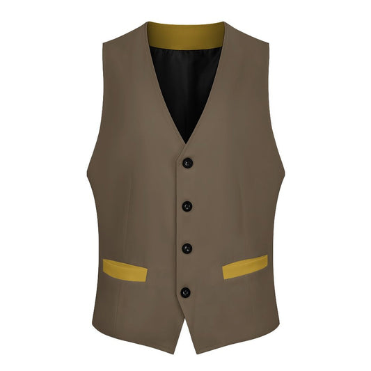 High-quality polyester suit vest for men featuring a sleek V-neck design
