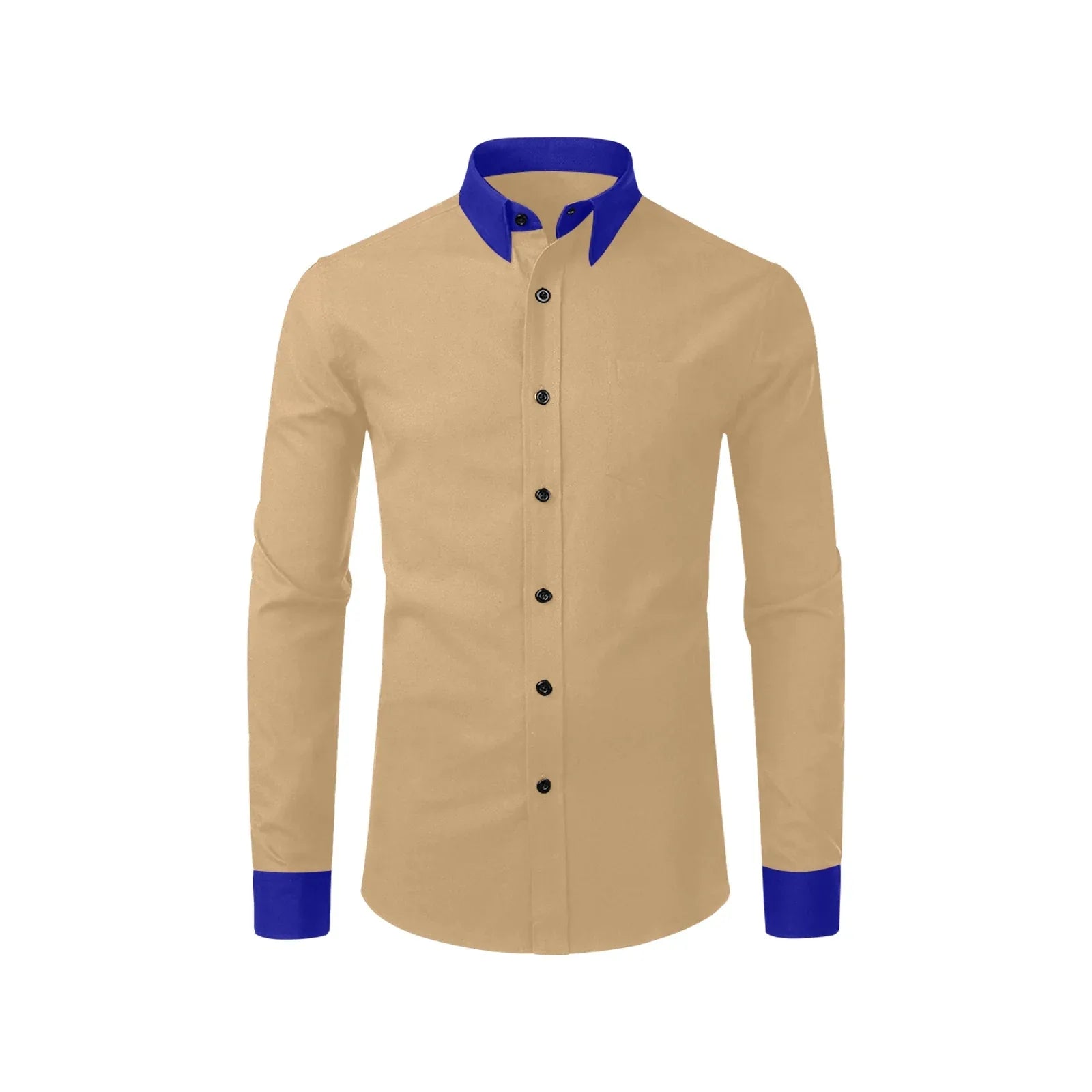 Light Brown Dress Shirt With Deep Navy Blue Collar And Cuffs YVDdesign Light Brown Dress Shirt With Deep Navy Blue Collar And Cuffs YVDdesign