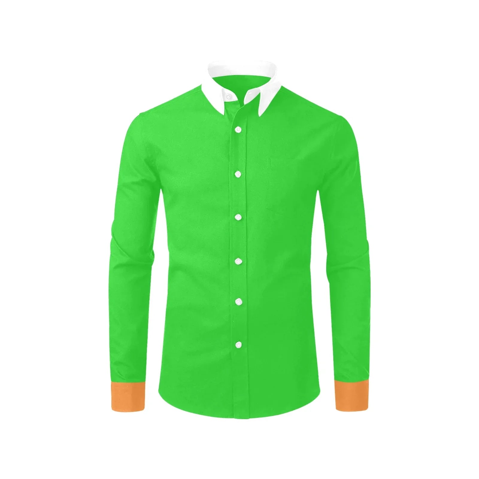 St. Patrick's Light Green Dress Shirt With White Collar And Orange Cuffs 4XL