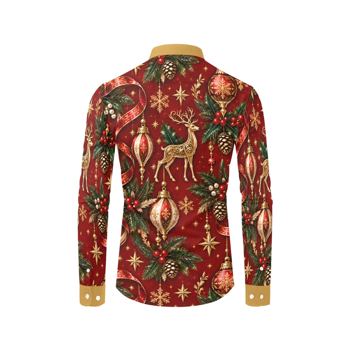Men's Christmas dress shirt with button-down collar and chest pocket