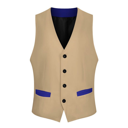 Men's High-Quality Polyester Suit Vest with Classic V-Neck and Button Closure
