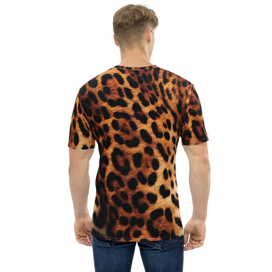 Men's leopard print shirt in polyester and spandex