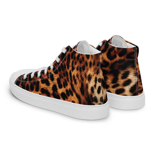 Men’s leopard print sneakers, high top with matching laces