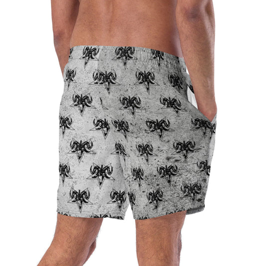 Mens Goth Swim Trunks / Best Swim Trunks For Men / Baphomet Swim Trunk / Eco Friendly - YVDdesign