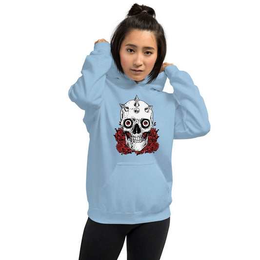 Pastel Gothic Hoodie / Pastel Goth Clothing / Blue And Pink With Skull Print - YVDdesign