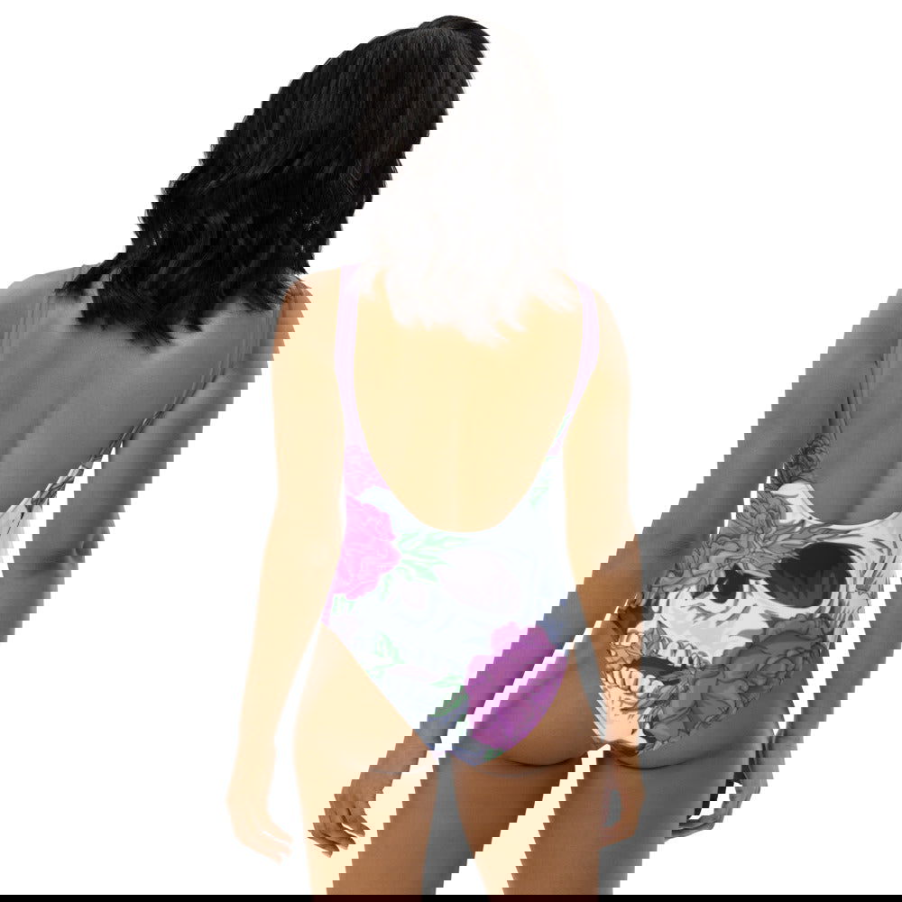 Pastel Soft Goth Outfit / Soft Goth One Piece Swimsuit / Skull Swimsuit - YVDdesign
