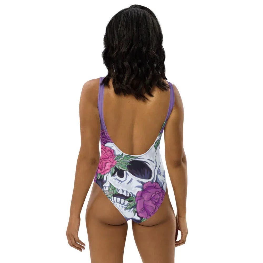 Pastel Soft Goth Outfit / Soft Goth One Piece Swimsuit / Skull Swimsuit - YVDdesign