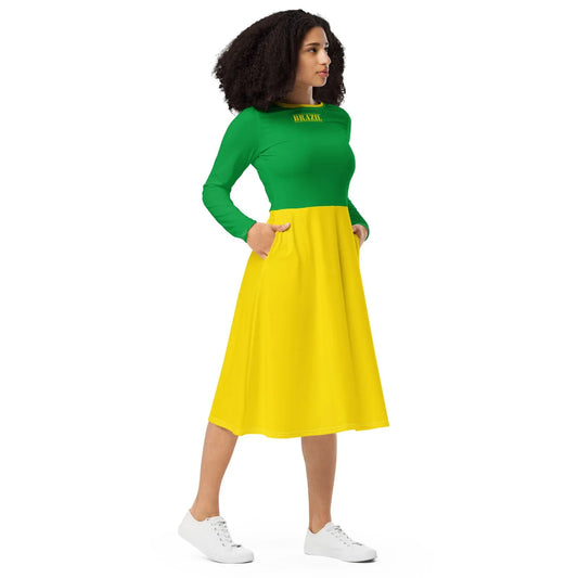 Plus Size Dress Brazil Flag / Sizes 2XS-6XL / Womens Clothing Plus Size Or Extra Small