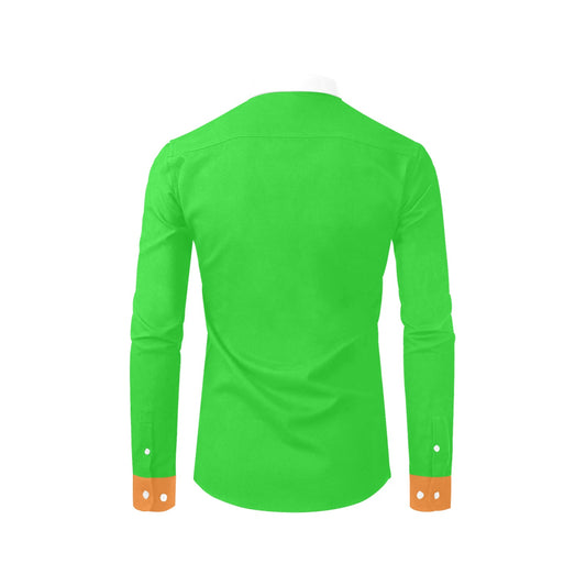 Polyester light green dress shirt with chest pocket and holiday-inspired colors