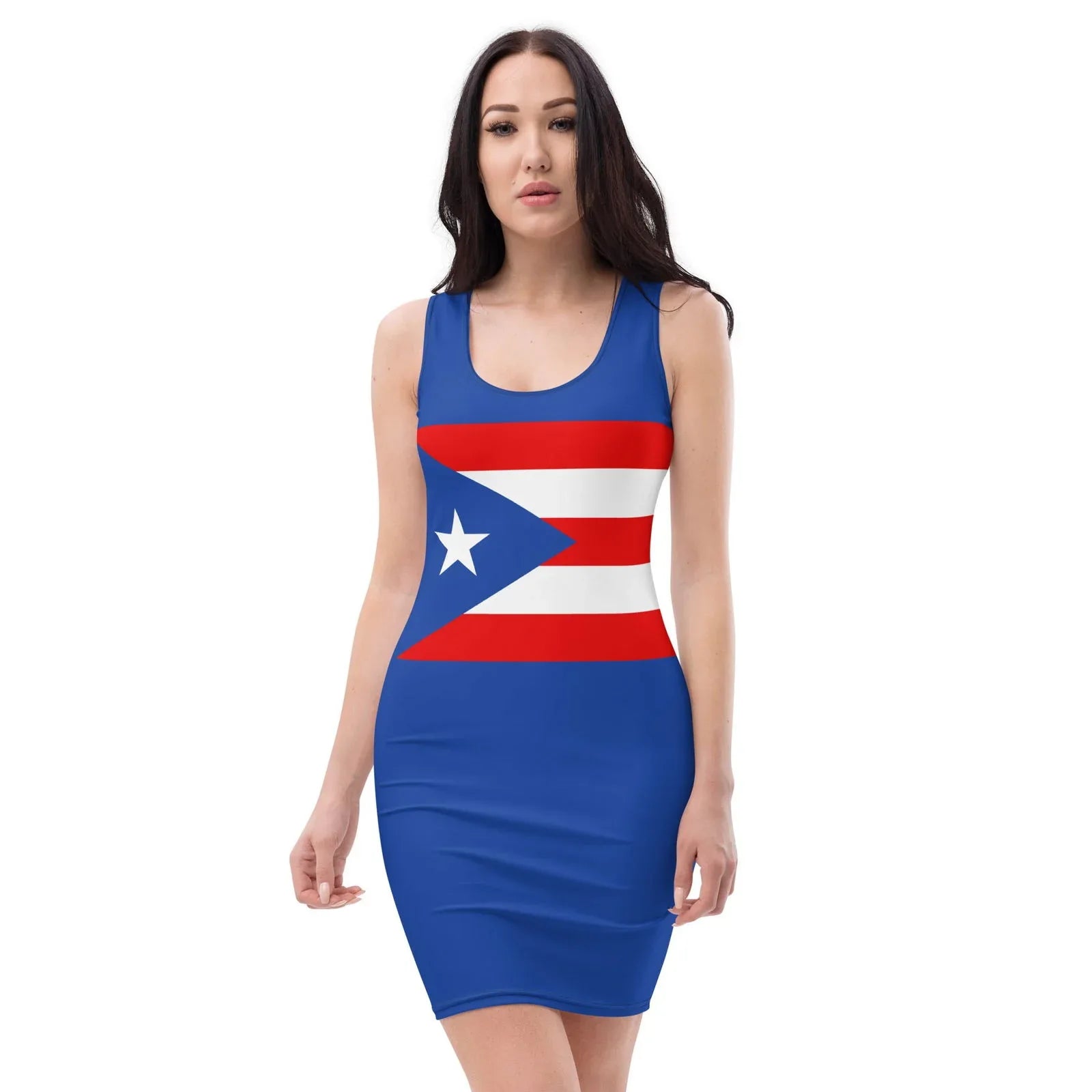 Puerto Rico Flag Sleeveless Bodycon Midi Dress