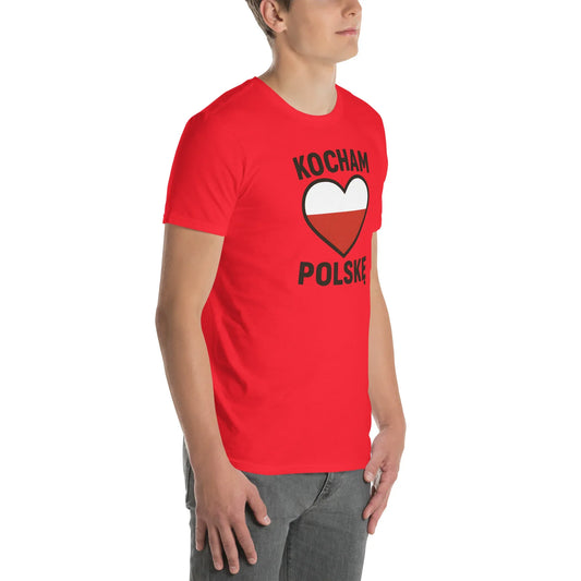 Red Polish pride shirt with Kocham Polskę text