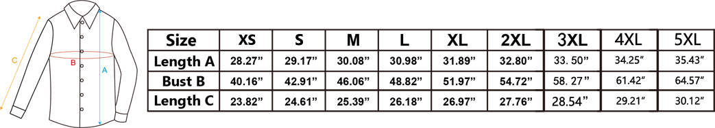 Size guide dress shirt