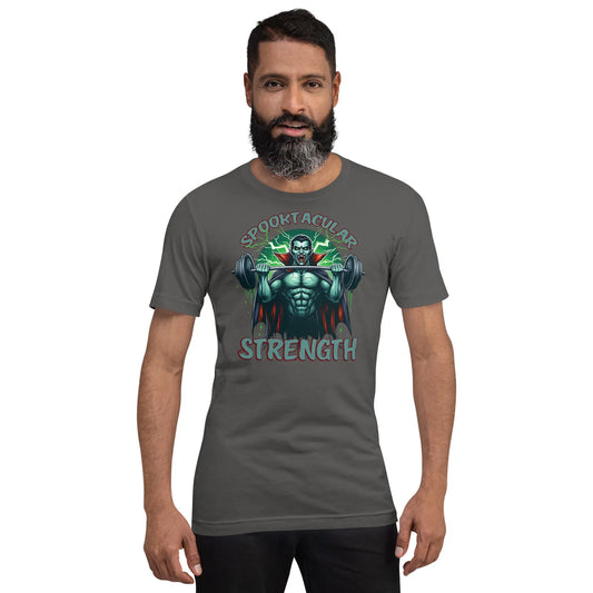 Spooktacular strength Halloween workout shirt for fitness lovers