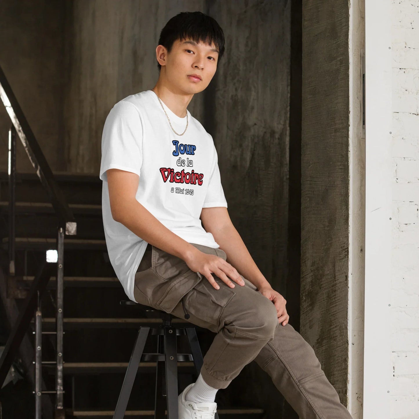 Stylish French patriotic T-Shirt featuring double stitching and elegant finish